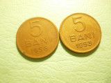 Set 2 monede 5 Bani 1953 si 1956 ,bronz cal. buna