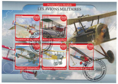 MADAGASCAR 2020 - Avioane militare WW1/ set complet colita + bloc foto