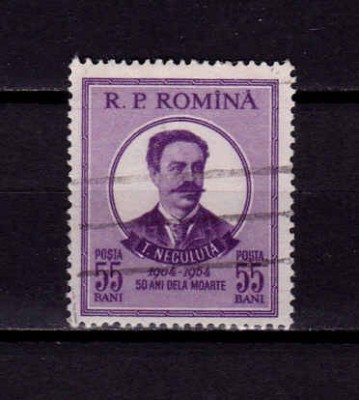 RO 1954 ,LP 375 ,&amp;quot;50 ani de la moarte Th. Neculuta&amp;quot;- serie , stampilata foto