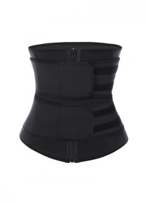 Corset pentru talie pentru antrenamente Mmgoqqt, model cu doua straturi, suport pentru abdomen, neagra, marime S foto