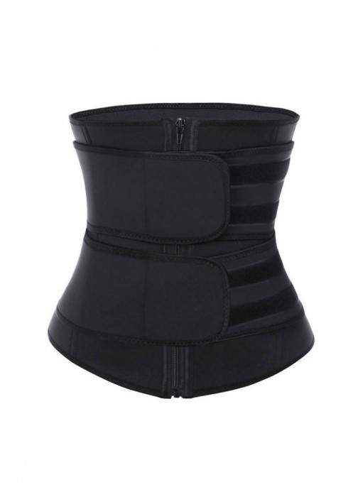 Corset pentru talie pentru antrenamente Mmgoqqt, model cu doua straturi, suport pentru abdomen, neagra, marime S