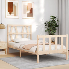 vidaXL Cadru de pat cu tăblie, 100x200 cm, lemn masiv foto