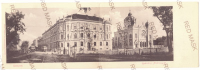 5071 - TIMISOARA, Synagogue, Tramway, Romania - old double postcard - unused foto