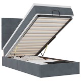 Cumpara ieftin Cadru de pat otoman cu saltele Gri inchis 100x200cm catifea
