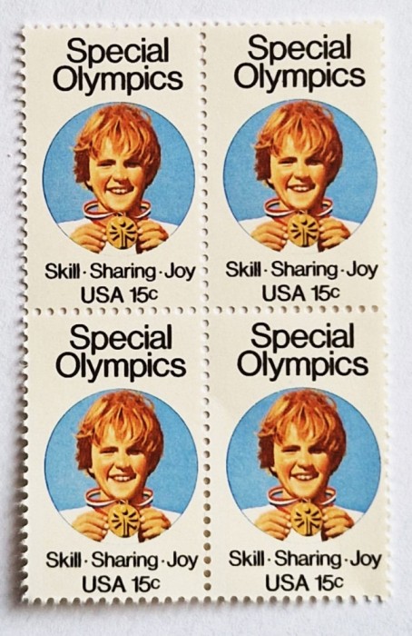 4 timbre Statele Unite bloc de 4 val. MNH 1979 SPECIAL OLYMPICS _ Scott 1788