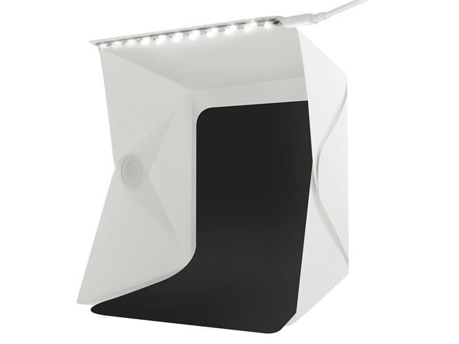 Cub foto pliabil, 20 LED-uri SMD, micro USB 5V, fundal alb negru PVC ...