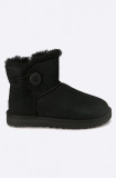 UGG cizme de zăpadă din piele &icirc;ntoarsă Mini Bailey Button II femei, culoarea: negru 1016422.BLK