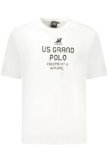 U.S. Grand POLO Tricou barbati cu imprimeu din bumbac, regular fit, alb foto
