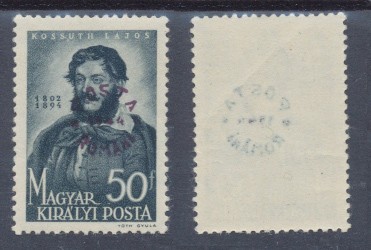 Emisiunea locala Sighet 1944 fals timbru neemis Kossuth 50 fil. tus verzui MNH foto