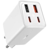 Incarcator retea Baseus GaN6 Pro, Quick Charge 65W, 2 x USB Type-C Output 5V/3A, 2 x USB (include Cablu USB Type-C la USB Type-C de 100W), alb