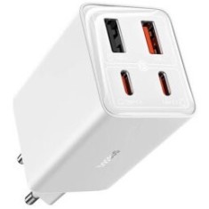 Incarcator retea Baseus GaN6 Pro, Quick Charge 65W, 2 x USB Type-C Output 5V/3A, 2 x USB (include Cablu USB Type-C la USB Type-C de 100W), alb