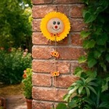 Decoratiune suspendata soare cu fundite si flori, 55cm, CMCLASS