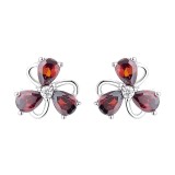 Cercei argint 925, JW1264, model floare, placati cu rodiu