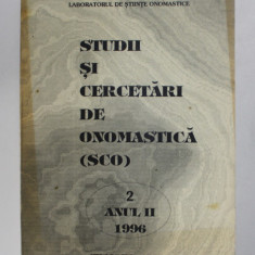 STUDII SI CERCETARI DE ONOMASTICA - SCO , NR. 2 . ANUL II , 1996