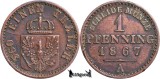 1867 A, 1 Pfenning - Wilhelm I - Regatul Prusiei