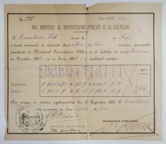 CERTIFICAT DE ABSOLVIRE a CLASEI A TREIA DE LICEU , 1886 foto