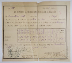 CERTIFICAT DE ABSOLVIRE a CLASEI A TREIA DE LICEU , 1886 foto