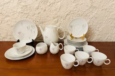 SET DE CAFEA DIN PORTELAN- 21 DE PIESE- CROCUS- MARCAJ JOHANN HAVILAND R BAVARIA foto