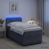 Cumpara ieftin Pat boxspring cu saltea Gri inchis 80 x 200 cm Catifea