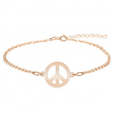 Peace - Bratara personalizata semnul pacii din argint 925 placat cu aur roz