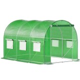 Sera de gradina, tip tunel cu cadru metalic, 200x300cm, 6 ferestre, verde, 6 mp Household NewTrend
