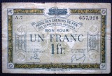76. FRANTA BELGIA CAI FERATE OCUPATIE TERITORII GERMANIA 1 FRANC ND 1923 SR. 918