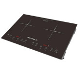 Plita dubla cu inductie Grunhelm GI-2021, 3200W, Placa ceramica, 10 nivele, Temporizator, Ecran LED, Negru