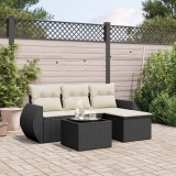Cumpara ieftin Gossi set mobilier de gradina cu perne, 5 piese, negru, poliratan