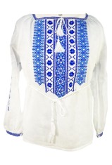 Bluza dama R tip ie, marime L, alb/albastru foto