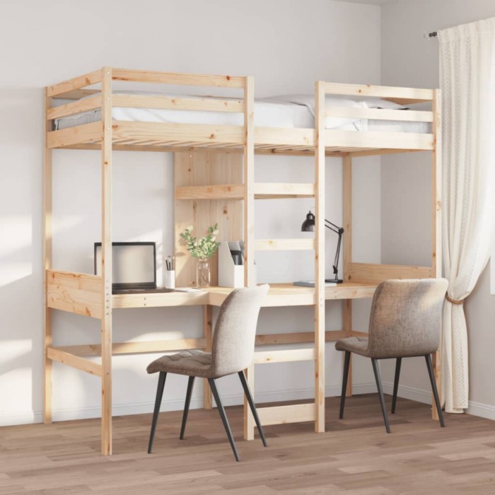 Gossi cadru de pat supraetajat fara saltea, 75x190 cm, lemn masiv pin