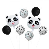 Set Baloane Petrecere, Confetti, Panda, Folie Metalizată, 8 Bucăți, Multicolor, Oem