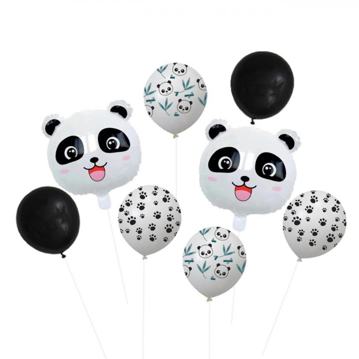 Set Baloane Petrecere, Confetti, Panda, Folie Metalizată, 8 Bucăți, Multicolor