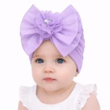 Caciulita lila tip turban cu funda din satin aplicata in fata (Marime