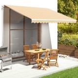 VidaXL P&acirc;nză de rezervă copertină, galben și alb, 4x3,5 m