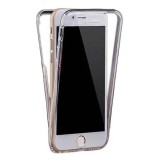 Husa iPhone 7 360 grade, Fata+Spate, Full TPU, Protectie Completa, Alb Transparent