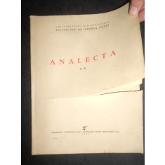 Analecta. Institutul de istoria artei. volumul 2 (1944, uzata, vezi descrierea)