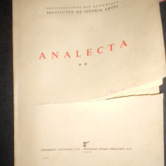 Analecta. Institutul de istoria artei. volumul 2 (1944, uzata, vezi descrierea)