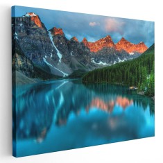 Tablou peisaj lacul Moraine la rasarit Canada Tablou canvas pe panza CU RAMA 60x80 cm
