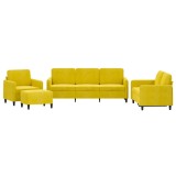 Cumpara ieftin Set de canapele, 4 piese, galben, catifea