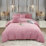 Cumpara ieftin Lenjerie de pat dublu cocolino,blana de iepure cu fir scurt,6 piese.cearceaf de pat cu elastic,roz pudra-A1447