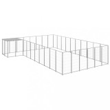 VidaXL Padoc pentru c&acirc;ini, argintiu, 19,36 m&sup2;, oțel