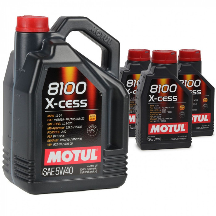 Set Ulei Motor Motul 8100 X-Cess 5W-40 5L 102870 + 3 Buc Ulei Motor Motul 8100 X-Cess 5W-40 1L 102784