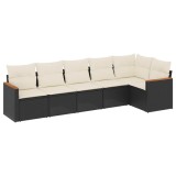 Set mobilier de gradina cu perne, 6 piese, negru, poliratan