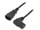 Cablu 3x0,75mm2 IEC C13 mamă 90&deg; - IEC C14 tată PVC 1,8m negru