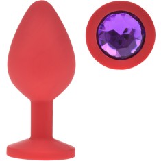 Dop Anal Silicone Buttplug, Medium, Rosu/Mov, Guilty Toys