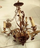 Spectaculos candelabru antic din bronz Dore in stilul Rococo cu 3 brațe