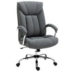 Vinsetto Scaun de birou cu funcție de balans, scaun ergonomic cu brațe capitonate, suport pentru cap ajustabil, scaun de birou rotativ cu spătar din n