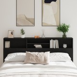 Tablie pat Gossi stejar negru 200x19x103.5cm cu rafturi VidaXL lemn masiv