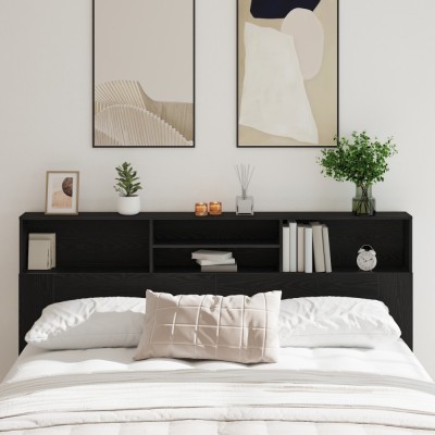 Gossi dulap cu tablie de pat, stejar negru, 200x19x103.5 cm, lemn foto