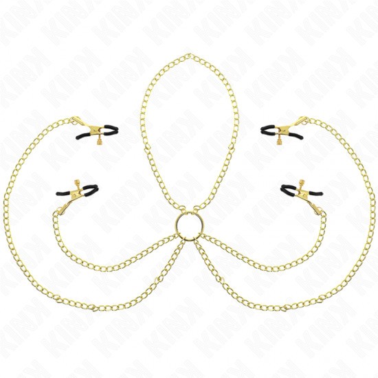 KINK - 4 NIPPLE AND CLIT CLAMPS ADJUSTABLE GOLD